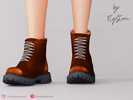 Sims 4 — Female Lace Up Combat Boots by FlyStone — Female mid-calf combat boots with lace-up front, rounded toe, rugged