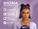 Sims 4 — Diona Hair by qicc — Half-up double space buns short bob hairstyle with edges. - Maxis Match