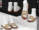 Sims 4 — Shoes KP 2 2- Child by KaTPurpura — Flat sandals in earth tones with gold details and a butterfly
