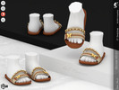 Sims 4 — Shoes KP 2 2- Toddler by KaTPurpura — Flat sandals in earth tones with gold details and a butterfly