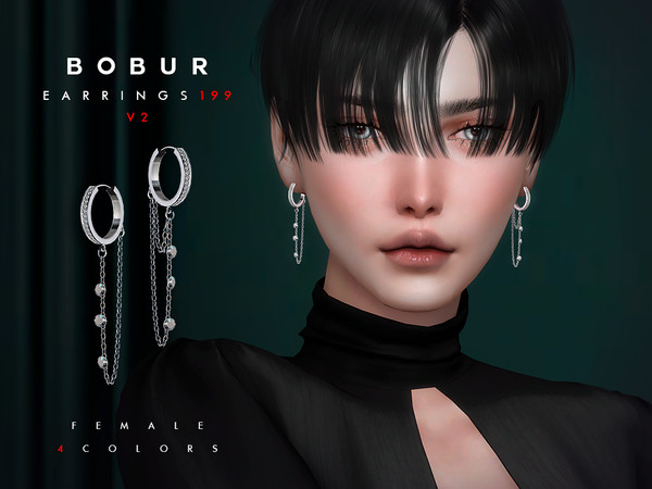 Sims 4 — Bobur Earrings 199 V2 by Bobur2 — Hoop earrings with Gems for female