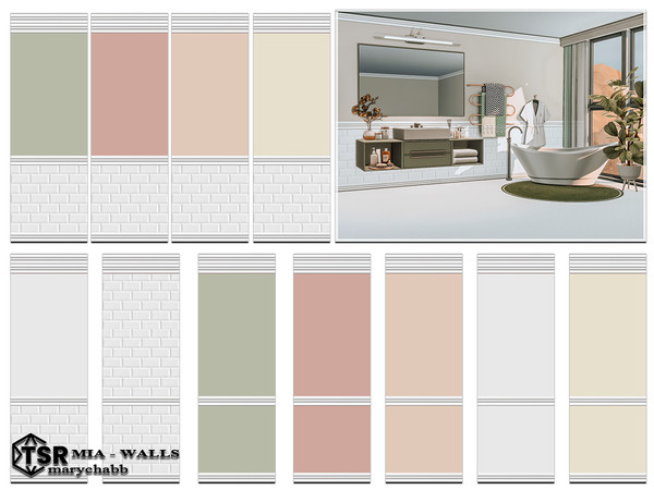 Sims 4 — Mia - Walls by marychabb — For short , medium , tall wall Kategory: Tile Swatches - 11