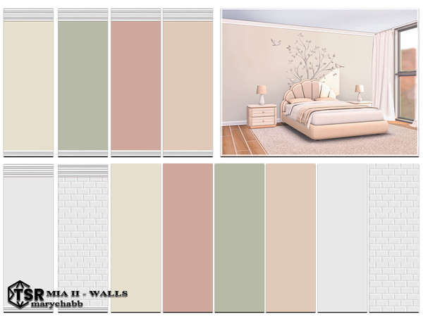 Sims 4 — Mia II - Walls by marychabb — For short , medium , tall wall Kategory: Wallpaper Swatches - 12