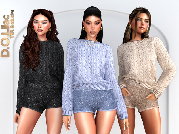 Sims 4 — Cozy Luxe Set -Top- by DOLilac — Includes: (Top + Bottom)