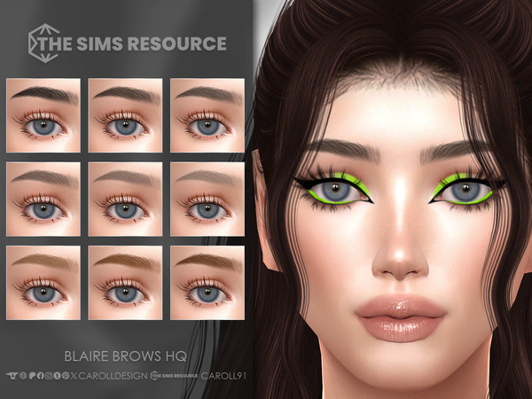 Sims 4 — Blaire Brows HQ by Caroll912 — A 9-swatch soft, arched eyebrows in different tones of black, brown, blonde and