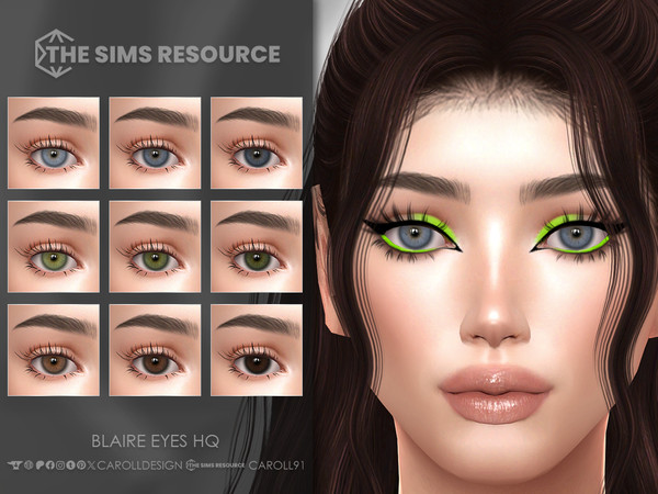 Sims 4 — Blaire Eyes HQ by Caroll912 — A 9-swatch face paint set of eyes in different shades of hazel blue, hazel green,