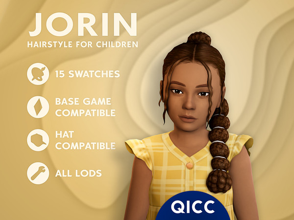 Sims 4 — Jorin Hair by qicc — Textured bubble braid ponytail hair with face-framing strands. - Maxis Match