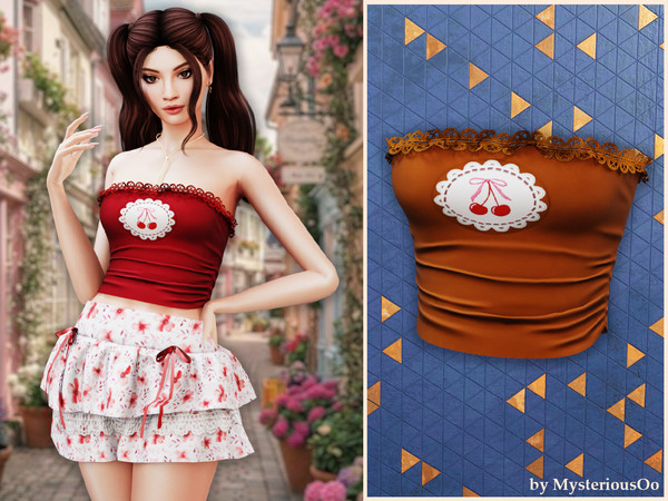 The Sims Resource | Cherry lace tube top