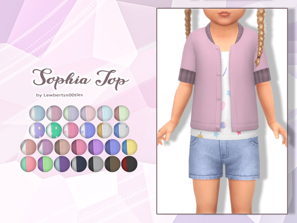 Sims 4 — Sophia Top by Lewbertsn00tles — A half-sleeved, button-up top with a t-shirt underneath. Maxis Match
