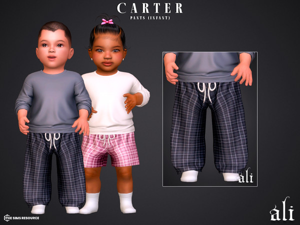 Sims 4 — CARTER pants - infant by ali1 — T-Shirt, Plaid Pants and Shorts