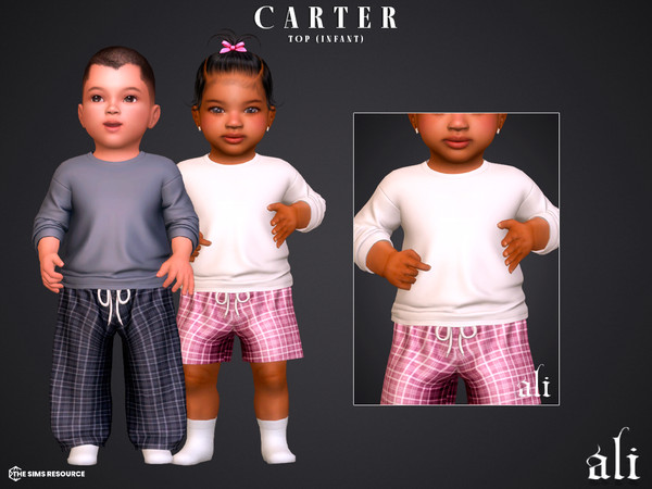Sims 4 — CARTER top - infant by ali1 — T-Shirt, Plaid Pants and Shorts