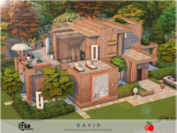 Sims 4 — David - no cc by melapples — a 2 bedroom modern home in vibrant colors. 1st floor: living room, dining room,