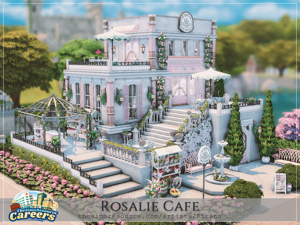 Sims 4 — Careers - Rosalie Cafe by Rirann — Rosalie is a charming cafe with a florist's corner for Sims who love pastries