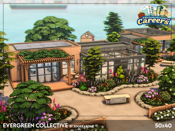 Sims 4 — Evergreen Collective - NO CC by xogerardine — This build was such a fun idea, I imagined it as a space created