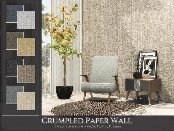 Sims 4 — Crumpled Paper Wall by Rirann — Crumpled Paper Wall