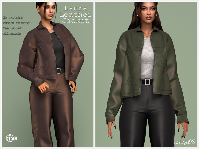 Sims 4 rock and punk fashion CC Laura Leather Jacket by astya96cc