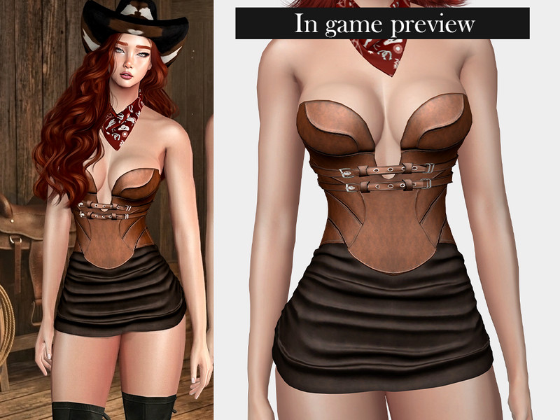 Sims 4 farm and ranch clothing CC TOP cowgirl set - MYDARLING20 by Mydarling20