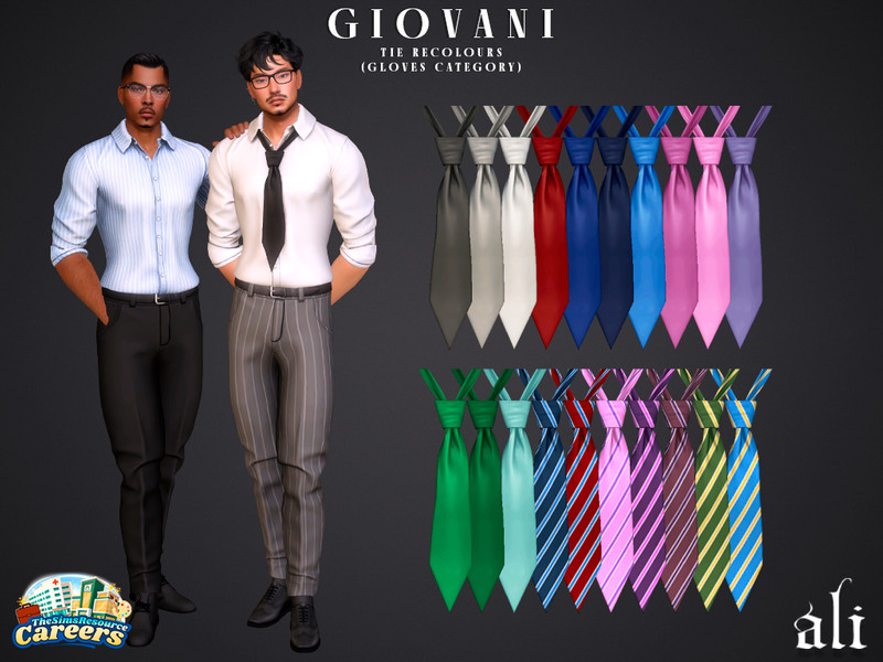Sims 4 CAS-slot accessory CC Careers - GIOVANI tie recolour (gloves) by ali1
