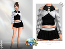 Sims 4 — LONG-SLEEVED COLLAR-UP JACKET by ZNsims — long sleeves, blouse, neck strap, open design, metal heart, high waist