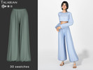 Sims 4 — Flora Flowy Wide Leg Pants by talarian — Flowy wide-leg pants with a gathered elastic waist and billowing