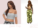 Sims 4 — Jami Top by Dissia — Short sleeves bare shoulders short glitter shiny top