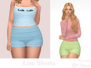 Sims 4 — Lise Shorts by Dissia — Striped high waist shorts