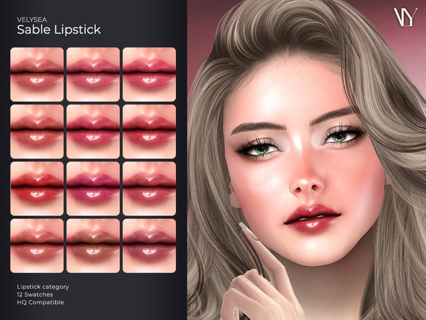 Sims 4 — VELYSEA Sable Lipstick by VELYSEA — Lipstick category HQ comatble 12 swatches