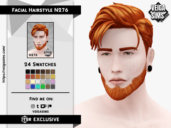 Sims 4 — Facial Hair Style N2 7 5 by David_Mtv2 — All maxis color (24 colors).