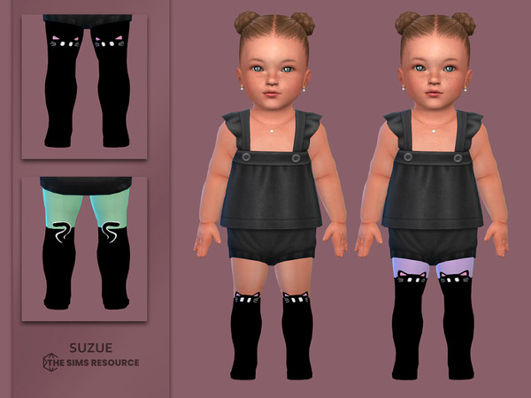 Sims 4 — Kitty Thigh High Socks Infant by Suzue — New Mesh (Suzue)