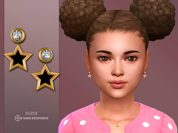 Sims 4 — Stella Earrings Child by Suzue — New Mesh (Suzue)