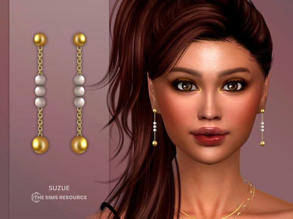 Sims 4 — Xandra Earrings by Suzue — New Mesh (Suzue)