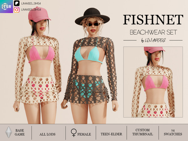 Sims 4 — FISHNET BIKINI SET - TOP by linavees — New Mesh