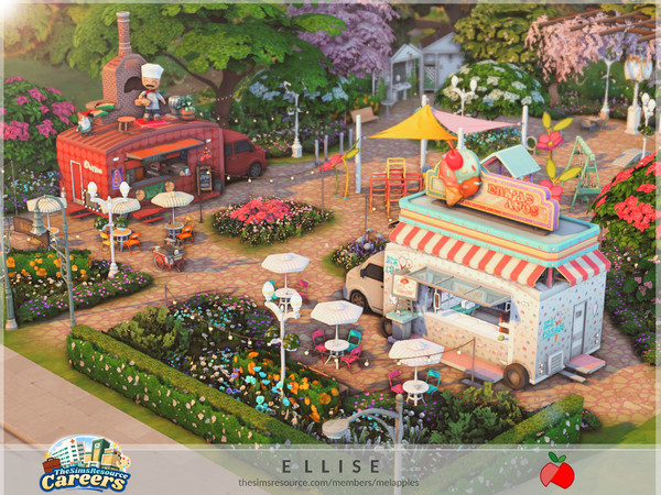 Sims 4 — CAREERS - Ellise park by melapples — a family park with an ice cream van and a pizza van, for sims wishing to