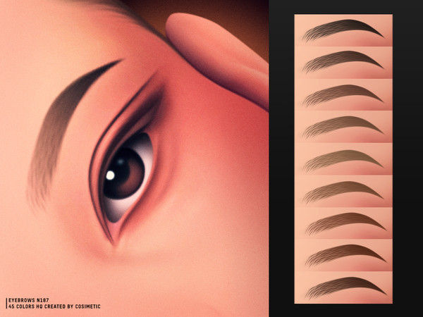 Sims 4 — Velour Brows by cosimetic — Velour Brows feature short, neatly arranged hair strokes and a softly sculpted shape