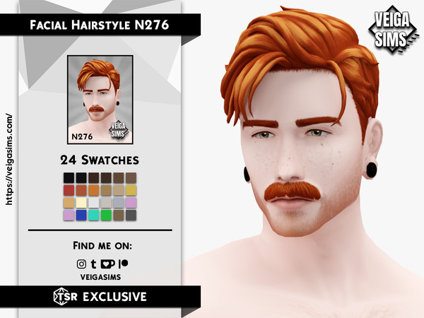 Sims 4 — Facial Hair Style N2 7 6 by David_Mtv2 — All maxis color (24 colors).