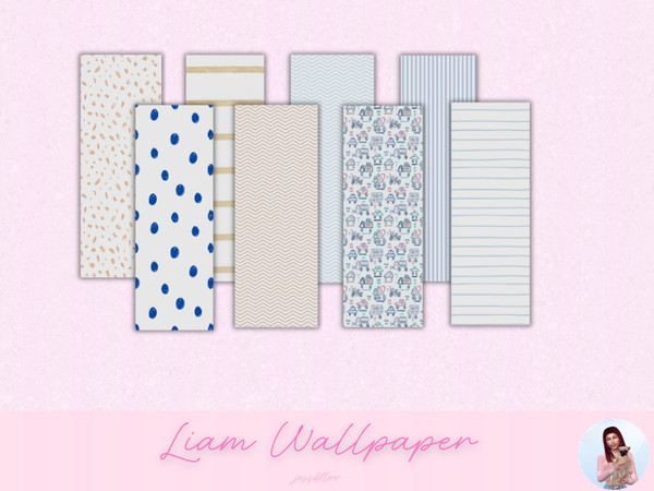 Sims 4 — Liam Wallpaper by jessbtlrr — A playful wallpaper designed for cozy boys rooms and nurseries. Featuring 8