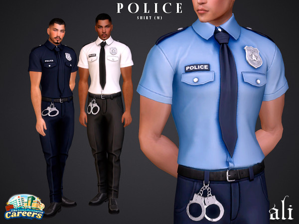 Sims 4 — Careers - POLICE shirt - m by ali1 — Police Shirt and Trousers with handcuffs