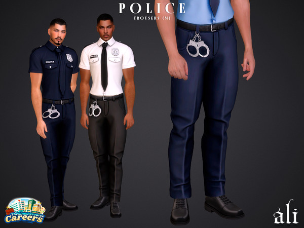 Sims 4 — Careers - POLICE trousers - m by ali1 — Police Shirt and Trousers with handcuffs