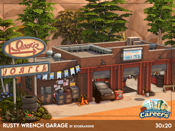 Sims 4 — Rusty Wrench Garage - NO CC by xogerardine — I had so much fun building this one! It is a small desert garage