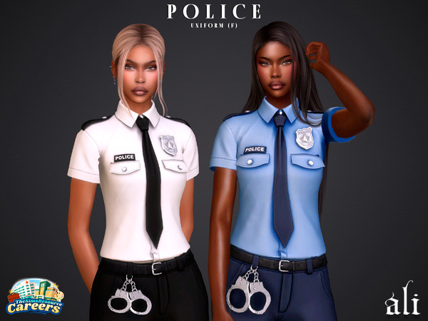 Sims 4 — Careers - POLICE uniform - f by ali1 — Police Shirt and Trousers with handcuffs