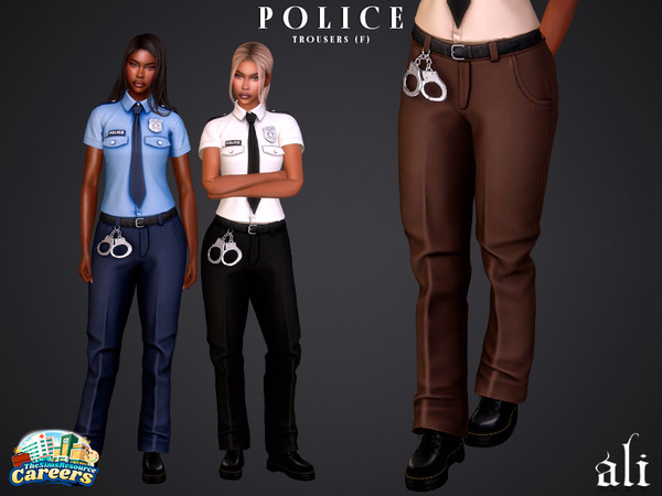 Sims 4 — Careers - POLICE trousers - f by ali1 — Police Shirt and Trousers with handcuffs