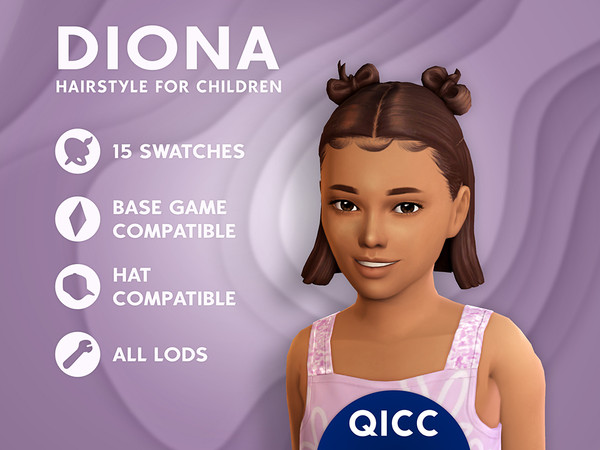 Sims 4 — Diona Hair by qicc — Half-up double space buns short bob hairstyle with edges. - Maxis Match