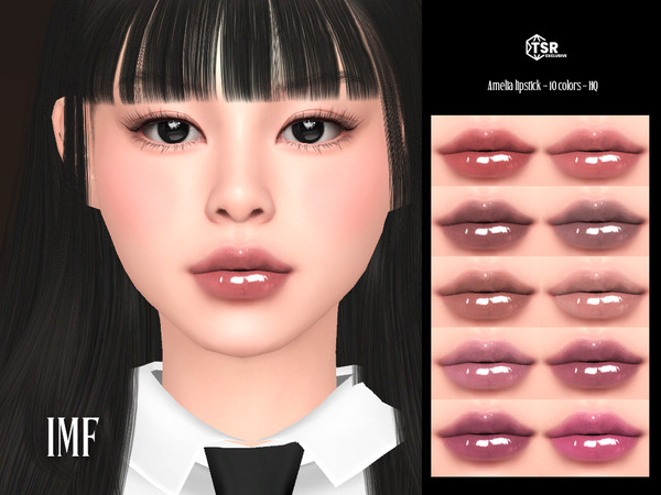 Sims 4 — IMF Amelia Lipstick by IzzieMcFire — Amelia Lipstick contains 10 colors in hq texture. Standalone item with