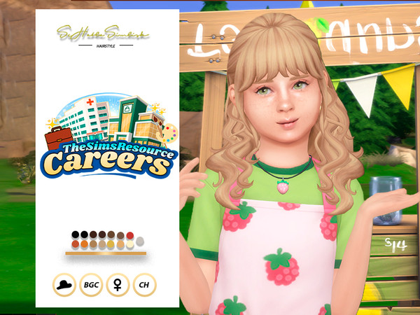 Sims 4 — Cherry Hairstyle for Children by sehablasimlish — Wavy, curly hair with two small braids on the sides, some