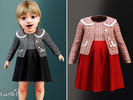 Sims 4 — Infant - Elegant layered dress with classic tweed inspired jacket by Garfiel — A refined infant outfit featuring