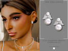 Sims 4 — Diamond Leaf Bridal Earrings v3 by Glitterberryfly — A small stud like bridal diamond earring with pearls
