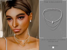 Sims 4 — Diamond Leaf Layered Necklace by Glitterberryfly — A three strand necklace with pearls and diamond leaf