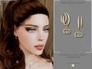 Sims 4 — Golden Logo Hoop Earrings by Glitterberryfly — A gold and diamond hoop earring with 'GS' logo pendant