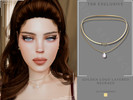 Sims 4 — Golden Pearl Logo Layered Necklace by Glitterberryfly — A gold layered necklace with pearl and 'GS' Logo