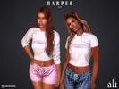 Sims 4 — HARPER set by ali1 — Set Includes: Long and Short sleeve tops, Plaid Pants and Shorts